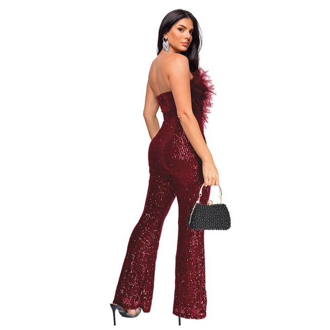 European And American Summer New Women's Sleeveless Backless Jumpsuit