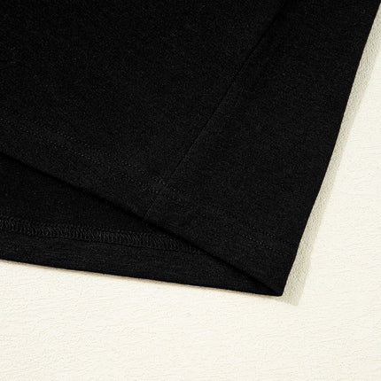 Black Floral Mesh Patchwork Loose V Neck Plus Size T Shirt