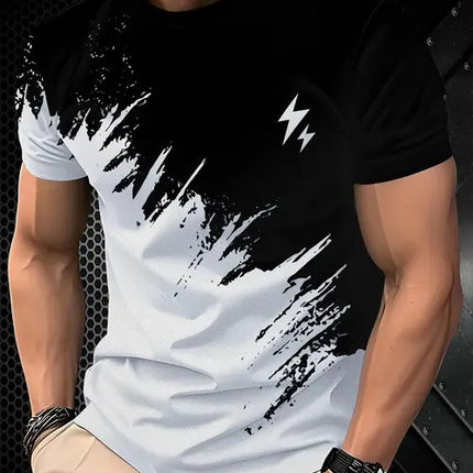 New Fashion Casual High Quality Contrast Color Men's Short Sleeve T-shirt