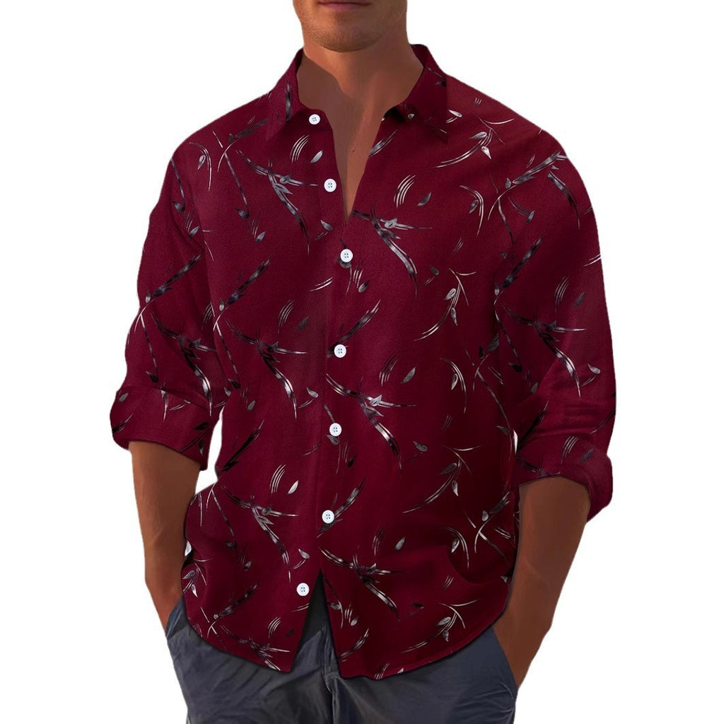 Men's Bronzing Feather Cuff Casual Long-sleeved Shirt