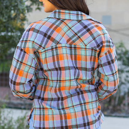 Orange Plaid Print Loose Vintage Shirt