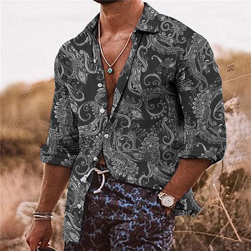 Men's Shirt Bohemian Shirt Flower 3D Pattern Printing
