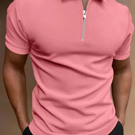 Men's Polo Shirt Solid Color Polo Collar T-shirt Casual Fit Top Men's Clothing