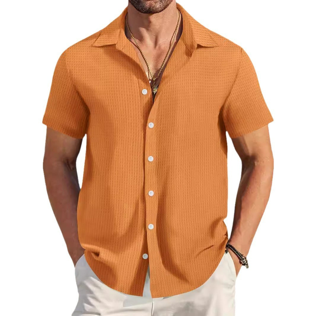 Plaid Colorblock Business Slim Fit Casual Shirt Short Sleeve Shirt