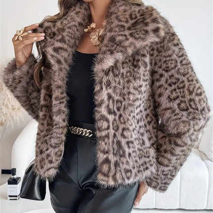 Gradient Dyed Pointed Lapel Long Sleeve Artificial Fur Coat