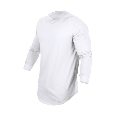 Men's Long-sleeved Casual Round Neck Solid Color Top Bottoming T-shirt