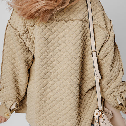 Jet Stream Solid Color Quilted Puffer Buttoned Shacket