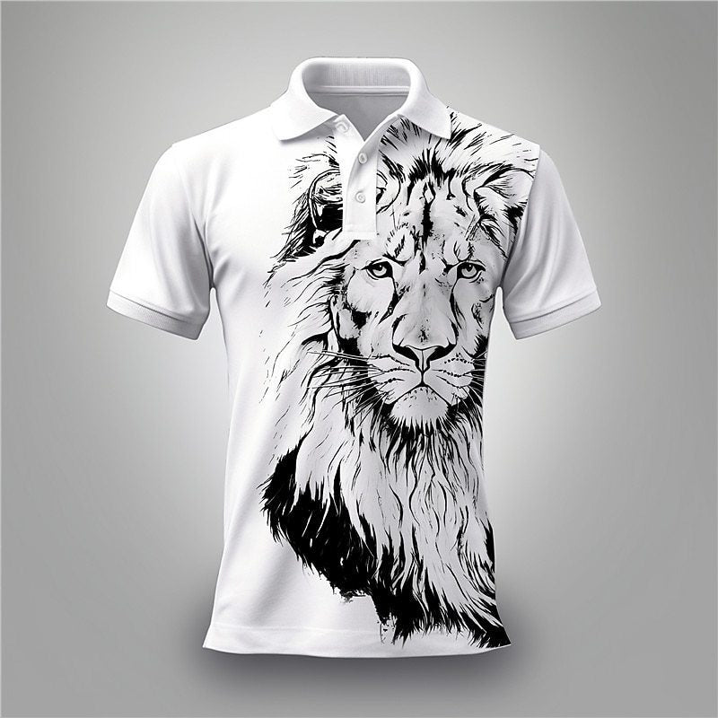 Summer Lion Printing Business Casual T-shirt