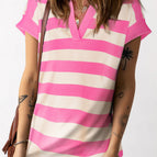 Pink Stripe / S / 50%Polyester+45%Cotton+5%Elastane