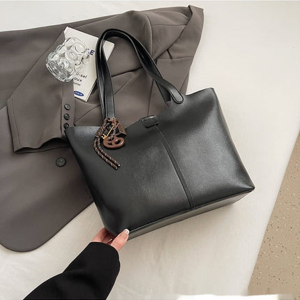 Large Capacity Casual Underarm Shoulder Bag Retro Textured Tote Bag