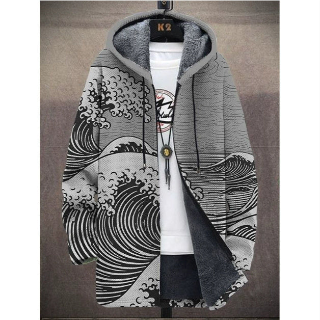 Men's 3D Personalized Printing Fashion Warm Hooded Jacket