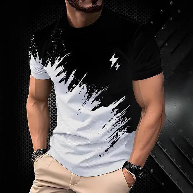 New Fashion Casual High Quality Contrast Color Men's Short Sleeve T-shirt