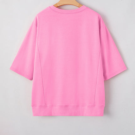 Sachet Pink Floral Patched Half Sleeve Tunic Top