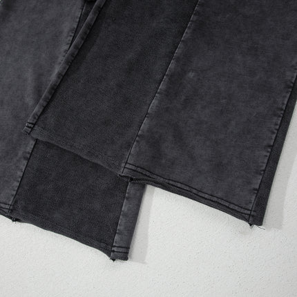 Black Plus Size Mineral Wash Exposed Seam Patchwork Drawstring Loose Pants