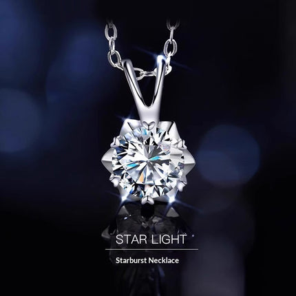 Sterling Silver Snowflake Moissanite Necklace Set For Women