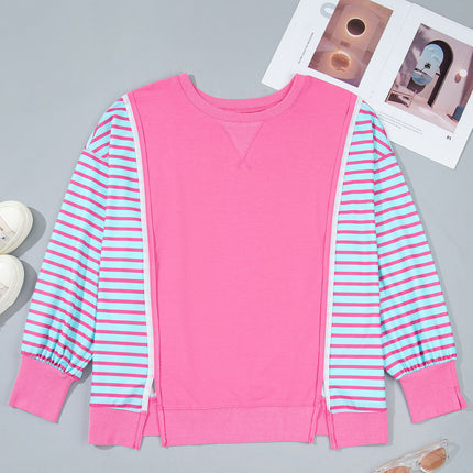 Purple Orchid Striped Colorblock Long Sleeve Tunic Plus Size Sweatshirt