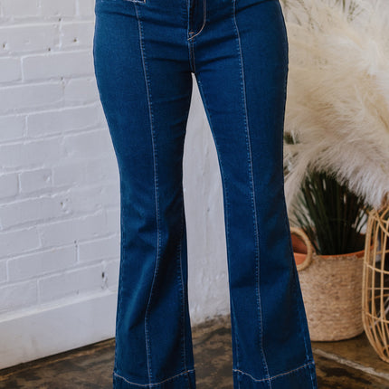 Sail Blue Center Seam Deep Wash Straight Jeans
