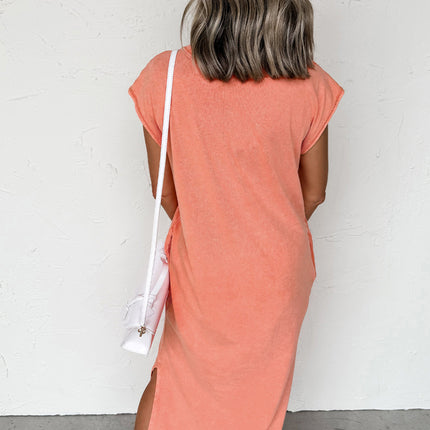 Carrot Mineral Wash Pocketed T-shirt Long Dress