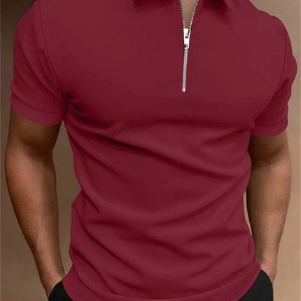 Men's Polo Shirt Solid Color Polo Collar T-shirt Casual Fit Top Men's Clothing