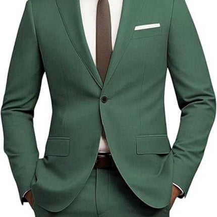 Men's Versatile Solid Color Business Jacket Long Pants Set
