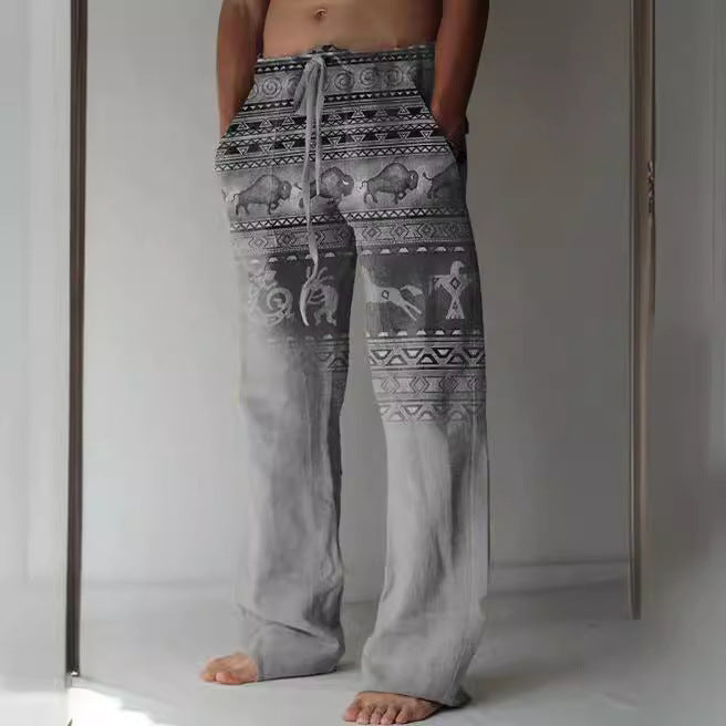 Men's Linen Printed Loose Casual Pants