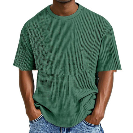 Casual Pure Color Comfort Waffle Short Sleeve