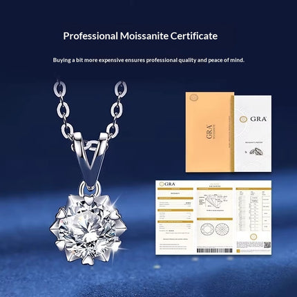 Sterling Silver Snowflake Moissanite Necklace Set For Women