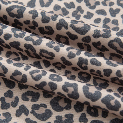 Multicolour Plus Size Leopard Print Ribbed Color Block Mock Neck Tunic Sweatshirt