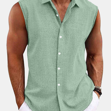 Lapel Beach Sleeveless Shirt