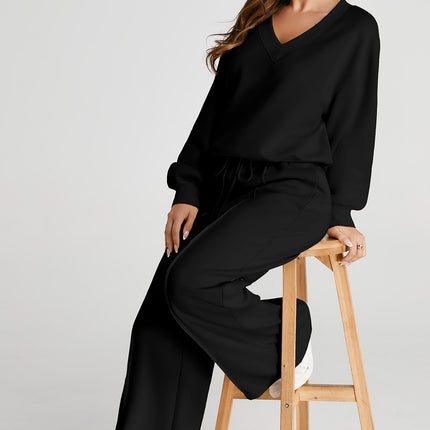 Black V Neck Cropped Seamed High Waist Sports Wear