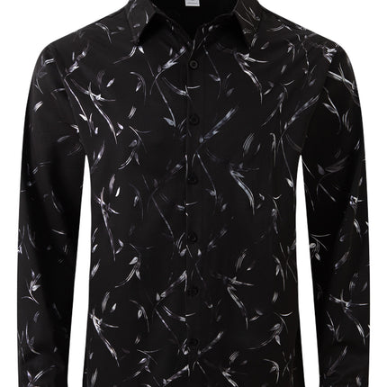 Men's Bronzing Feather Cuff Casual Long-sleeved Shirt
