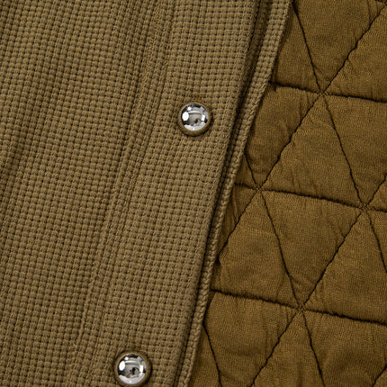 Jungle Green Quilted Textured Patchwork Loose Fit Hooded Jacket