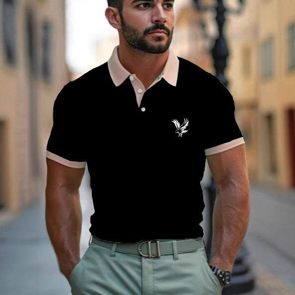 Casual Style Commuter's All-matching Digital Printing Lapel Men's Polo Shirt