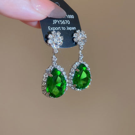 Leaf Zircon Waterdrop Earring And Necklace Set