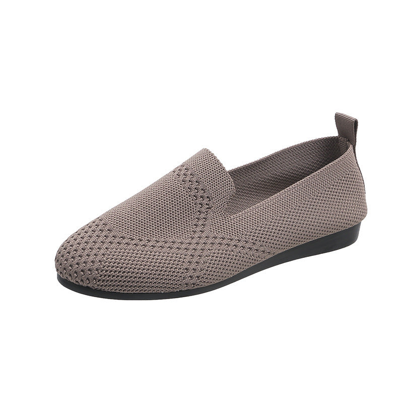 European And American Flat Flying Woven Low-cut Slip-on Hollow Solid Color Lazy Work Shoes
