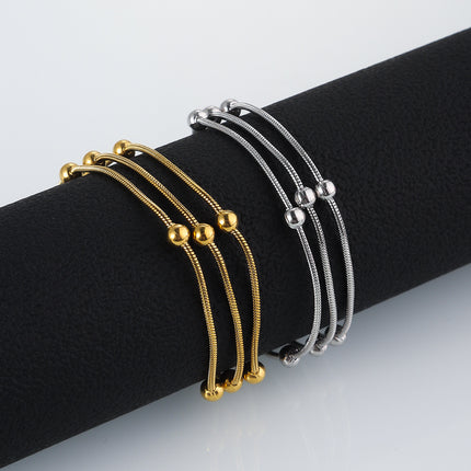 Stainless Steel Three-layer Beaded Bracelet Trendy Titanium Steel