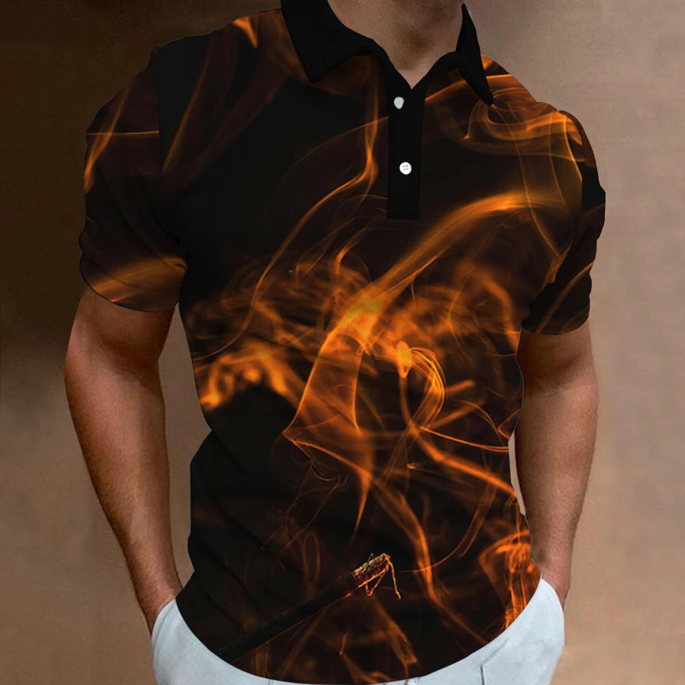 Men's Casual Loose Short Sleeves Plus Size Printed Aurora