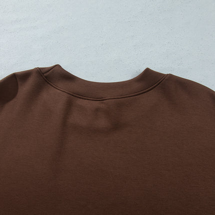 Coffee Mock Neck Camo Patchwork Drop Shoulder Plus Size Sweatshirt