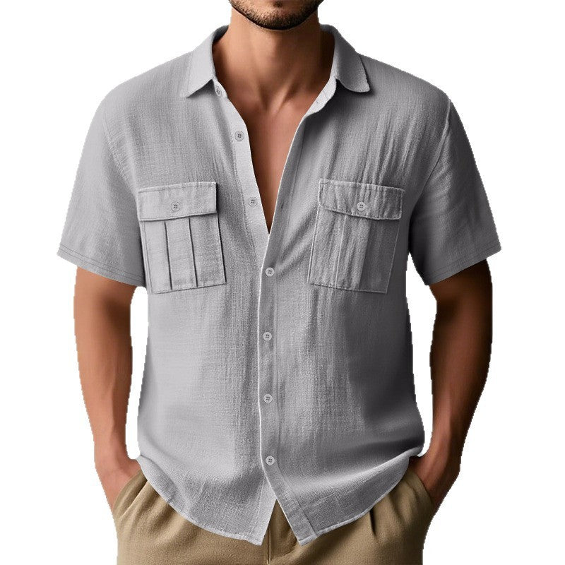 Solid Color Collage Pocket Loose Lapels Cardigan