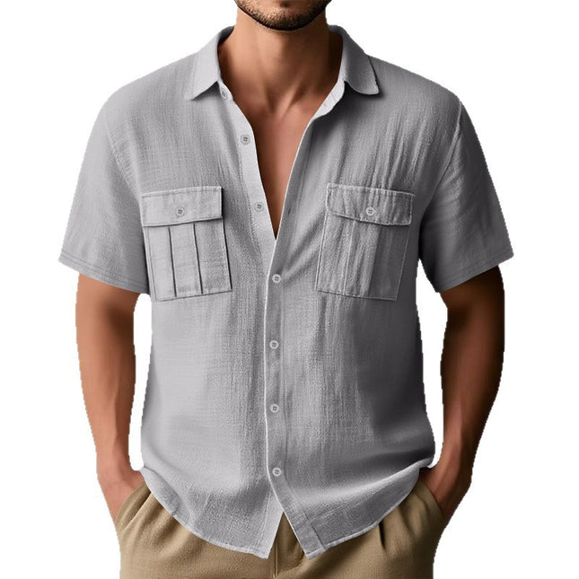 Solid Color Collage Pocket Loose Lapels Cardigan