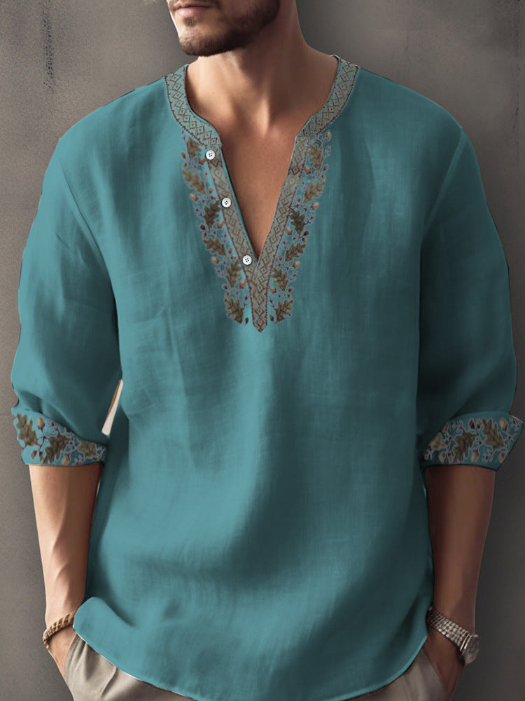 3D Digital Printing Bamboo Linen Long Sleeve European And American