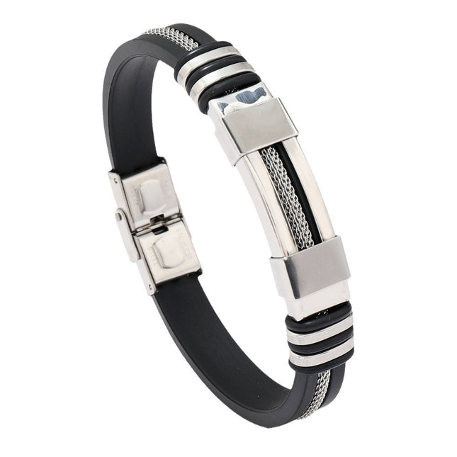 Fashionable Snake-Print Plated Steel Chain Bracelet