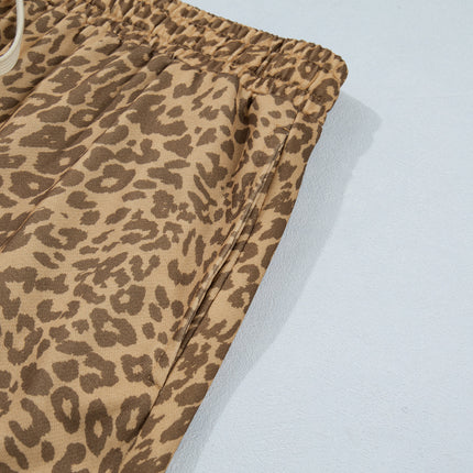 Khaki Plus Size Leopard Print Western Star Patched Jogger Pants