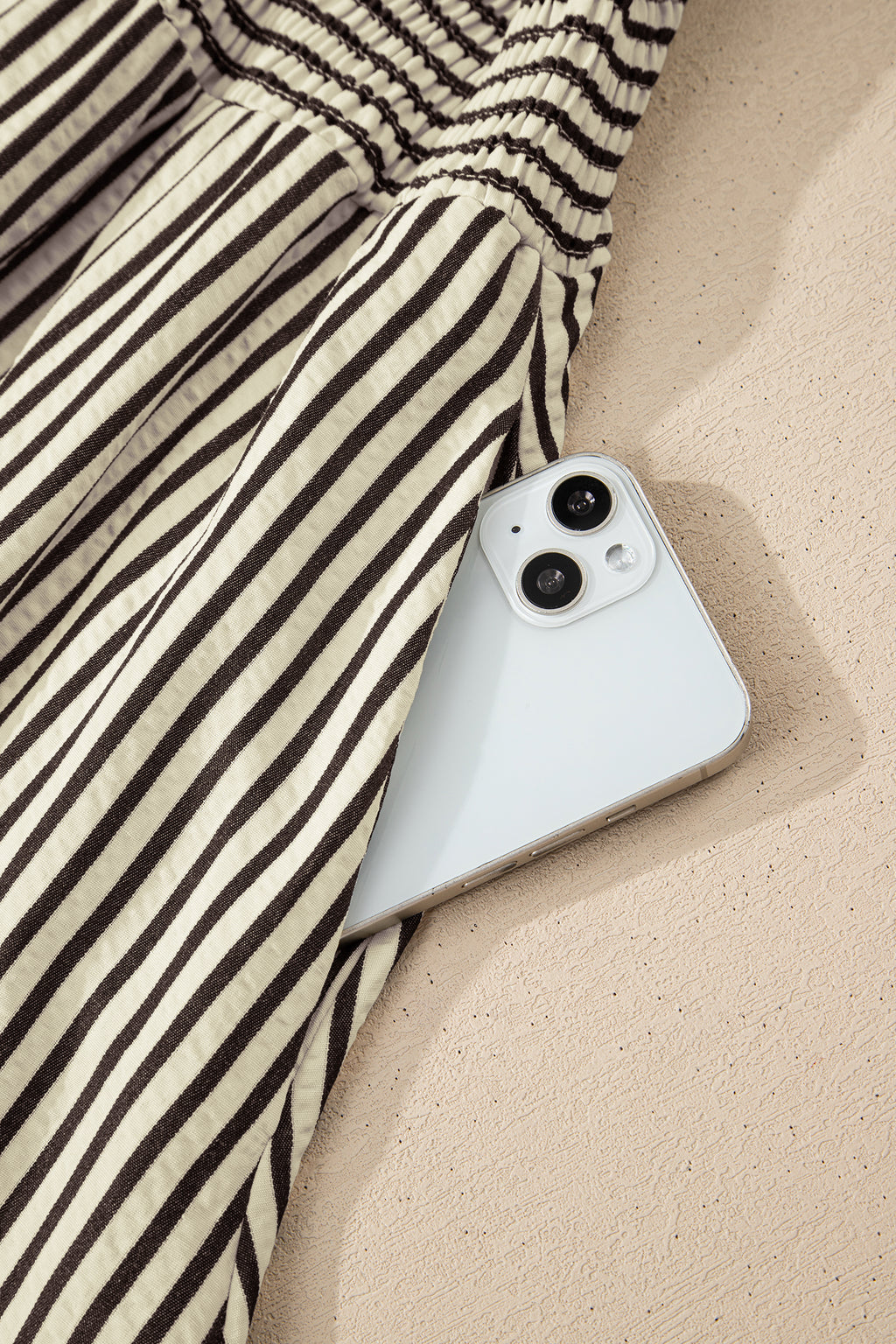 Black Stripe V Neck Zip Front Cinched High Waist Midi Dress