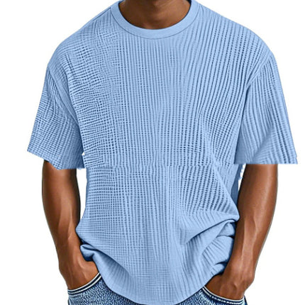 Casual Pure Color Comfort Waffle Short Sleeve