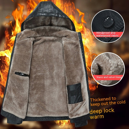 Men's Fashion Casual Zipper Slit Pocket Hooded Turn-down Collar Coat