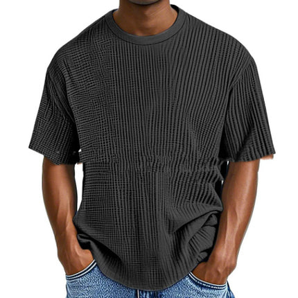 Casual Pure Color Comfort Waffle Short Sleeve