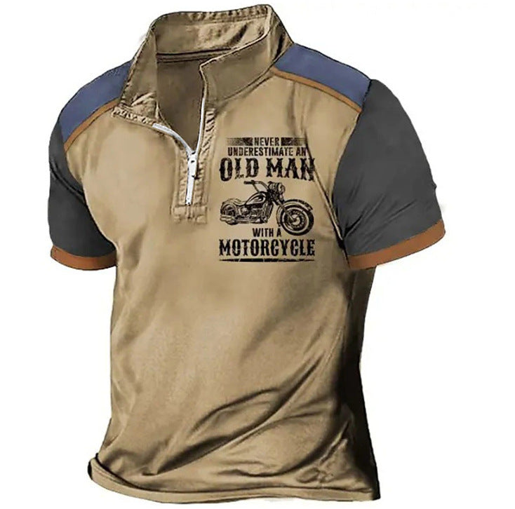 Men's Casual Polo Shirt Lapel Digital Printing Short Sleeve