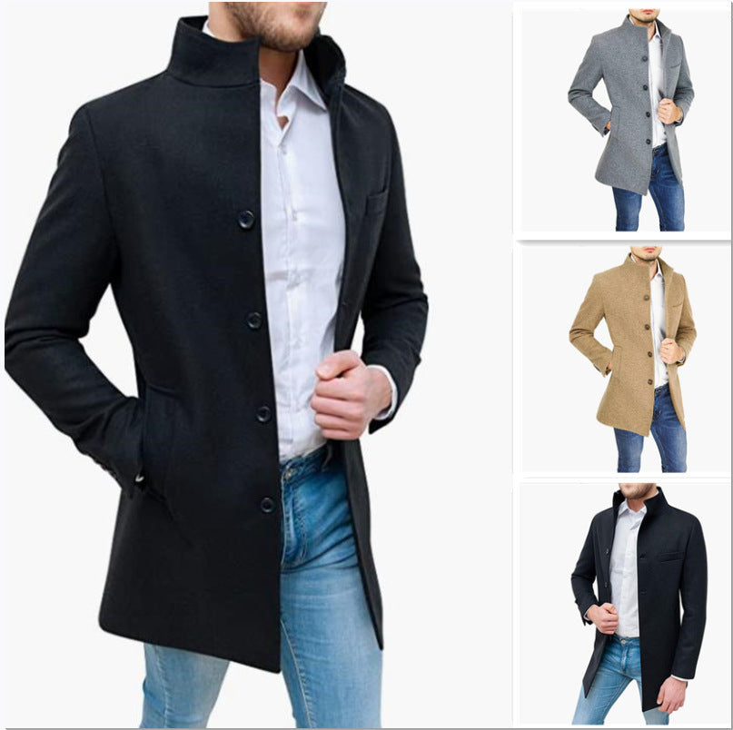 Woolen Coat Stand Collar Coat And Trench Coat