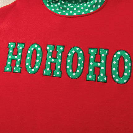Fiery Red Casual Polka Dot Patchwork Letter Graphic Plus Size Sweatshirt